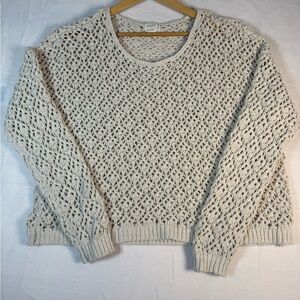 Artelier Nicole Miller Cream Pullover Loose Knit Sweater Size XL